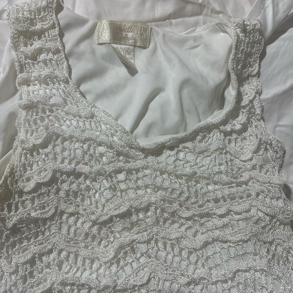 KROCHETTA by PAPILLON WHITE LACE SLEEVELESS TOP. SIZE L - Picture 2 of 4